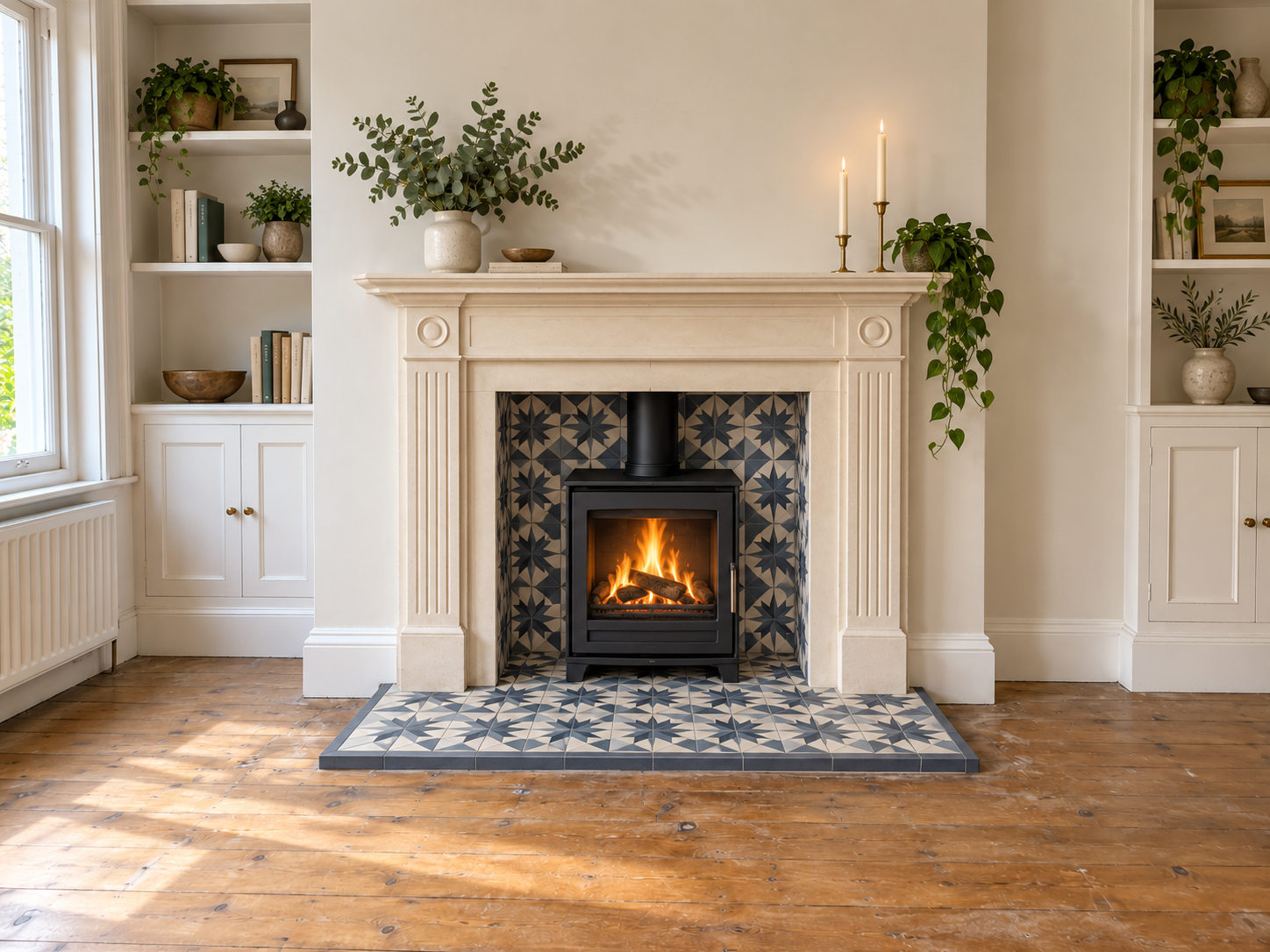 Contemporary Tiled Hearth after