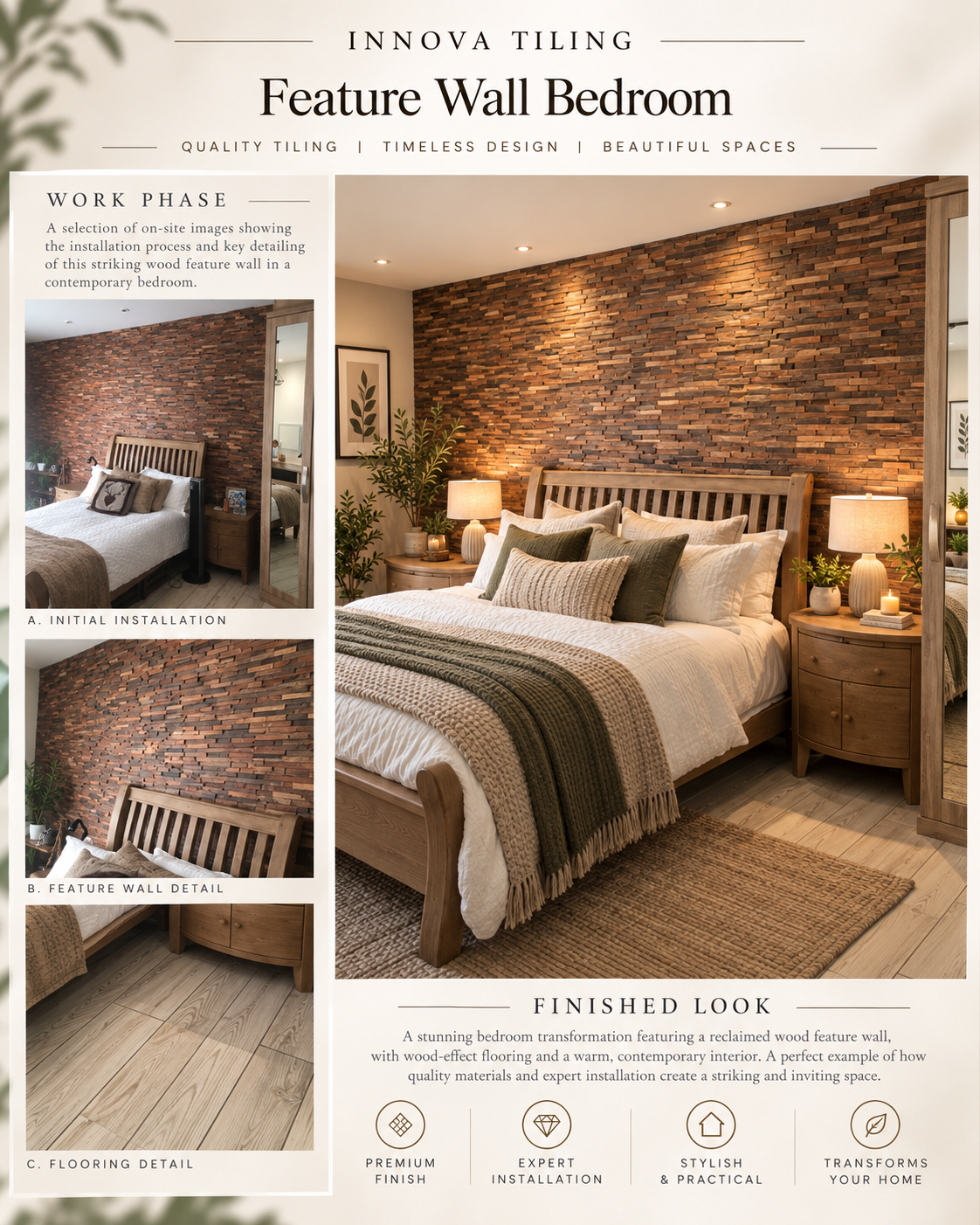 Innova Tiling project poster: Feature Wall Bedroom