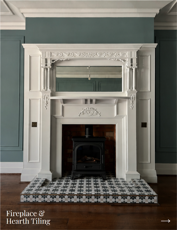 Fireplace and hearth tiling